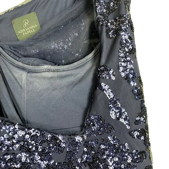 ADRIANNA PAPELL AP1E209365 OMBRE FLORAL SEQUIN EMBELLISHED SHEATH COCKTAIL DRESS - Picture 13 of 15